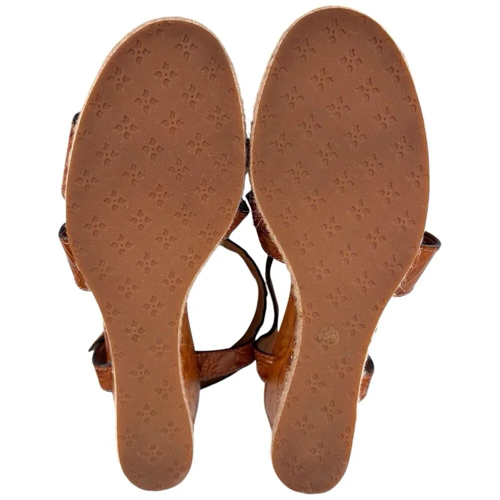 Patricia Nash Rafa Tooled Leather Espadrille Wedge Sandals Whiskey Size 10